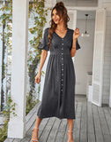 SOLID COLOR A-LINE DRESS