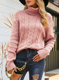 COLLAR-LAPPED KNITTED VINTAGE TWISTED SWEATER