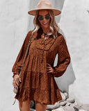 LONG SLEEVE FLORAL CASUAL DRESS