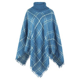 CAPE LAPEL STRIPED COLORED CHECK SHAWL
