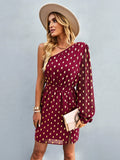 INCLINED SHOULDER LONG SLEEVE DRESS