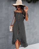 POINT OFF THE SHOULDER DRESS