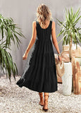 STRAP U-NECK SOLID COLOR DRESS