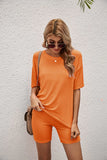 CASUAL SOLID COLOR SHORTS TWO-PIECE SUIT