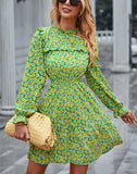LONG SLEEVE SHORT PRINT DRESS
