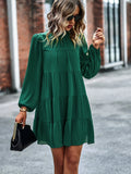 ROUND NECK LONG SLEEVE LOOSE CASUAL DRESS