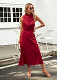 SOLID COLOR SLEEVELESS LONG DRESS