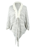 CAPE CARDIGAN FUR COLLAR TASSEL SWEATER