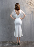 SHEATH V-NECK BAT SLEEVE PARTY DRESS