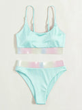 WOMEN PINK SPLIT HIGH WAIST BIKINI