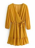 WOMEN RUFFLES LACE CHIFFON DRESS BOHO MINI BEACH DRESS