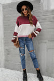 LOOSE ROUND NECK STRIPED PULLOVER