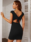 SOLID COLOR SUSPENDER SEXY DRESS