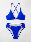 SEXY SOLID COLOR SPLIT BIKINI