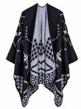 GEOMETRIC PATTERN SPLIT LENGTHENED CASHMERE CLOAK