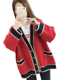 WOMEN'S CARDIGAN KNITTED KOREAN STRIPE WOOL SWEATER