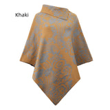 SIDE LAPEL PRINT CAPE SHAWL SWEATER COAT