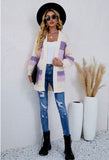 CONTRAST STITCHING LONG KNITTED CARDIGAN COAT