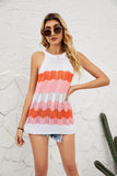 KNITTED OPENWORK HALTER TOP LOOSE STITCHING VEST