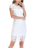 Women's Bodycon Sleeveless Little Cocktail Party Dress with Floral Lace
