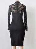 White Lace Dress New 2018 Winter Turtleneck Long Sleeve
