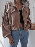 Long-sleeved Corduroy Single-breasted Jacket