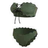 Lace-up Green Bandeau Bikini Set