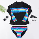 Rainbow Striped Halter Bikini Set