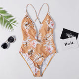 Lace-up Crisscross Flower Swimsuit