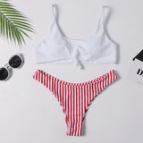 Colorful Striped Thong Bikini Set