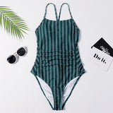 Striped Lace Up Cami Swimsuit