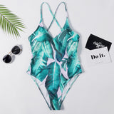 Palm Leaf Print Underwire Swimsuit