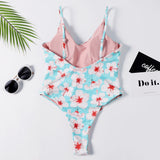 Flower One Piece Plunging Swimsuit