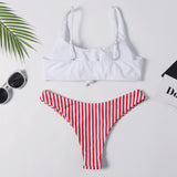 Colorful Striped Thong Bikini Set