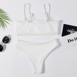 White High Cut Cami Bikini Set