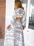 Fancy Bohemia Floral Front Split Long Skirt Bottoms
