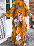 Fancy Bohemia Floral Front Split Long Skirt Bottoms
