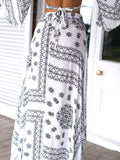 Fancy Bohemia Floral Front Split Long Skirt Bottoms