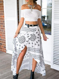 Fancy Bohemia Floral Front Split Long Skirt Bottoms