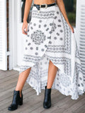 Fancy Bohemia Floral Front Split Long Skirt Bottoms