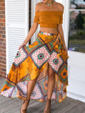 Fancy Bohemia Floral Front Split Long Skirt Bottoms