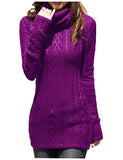 Women Polo Neck Knit Stretchable Elasticity Long Slim Sweater
