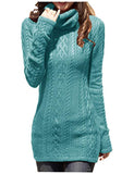 Women Polo Neck Knit Stretchable Elasticity Long Slim Sweater