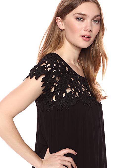 BiBi Crochet Lace Yoke Detailed Wrinkled Dress