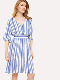 Split Floral Print Flowy Party Dress