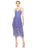 Women's Sleeveless Lace Fit & Flare Midi Dress