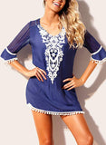 Swimsuit Bikini Pom Pom Trim Swimwear Beach Cover Up