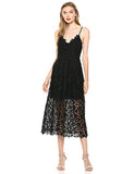 Women's Sleeveless Lace Fit & Flare Midi Dress