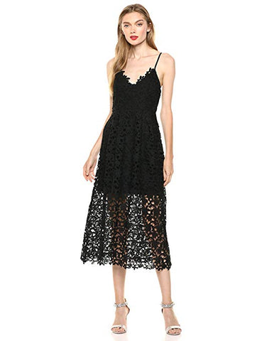 Women's Sleeveless Lace Fit & Flare Midi Dress