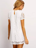 Women's Plain Short Sleeve Floral Summer Floral Lace Prom Party Shift Dress
